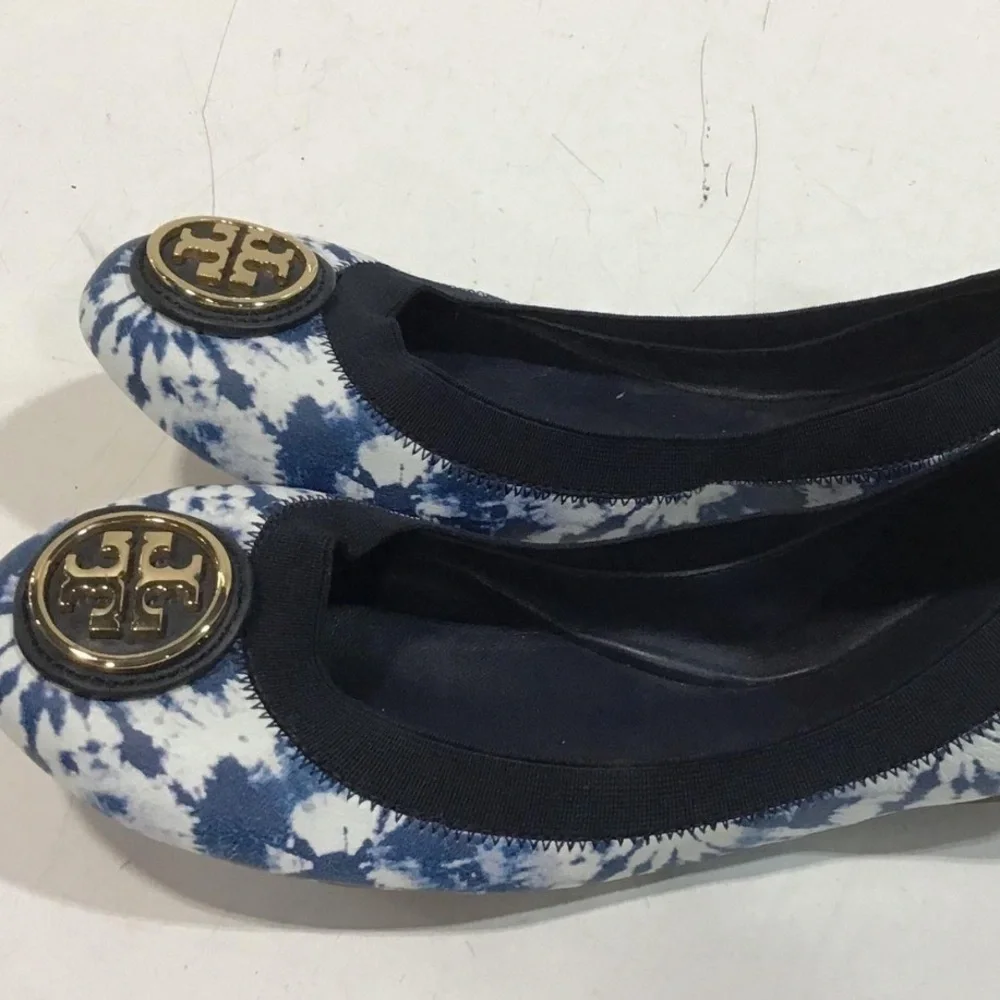 NEW!! Women’s Tory Burch Caroline Navy/White Tie Dye Ballet Flats Size 7